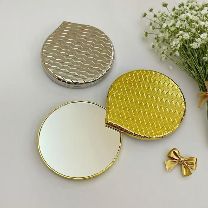 Foldable Metal Pocket Mirror Portable Compact Smooth Edge Makeup Touch Up Tool for Students Daily Commute Use