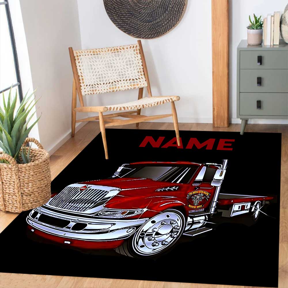 Heavy Trucks Customize your name rug, office chair cushion, home bedroom living room gift.