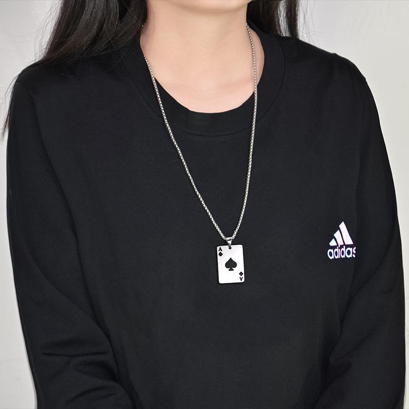 Trendy Hip Hop Necklace: Men's Sweatshirt Pendant with Hearts and Spades Design for Couples.