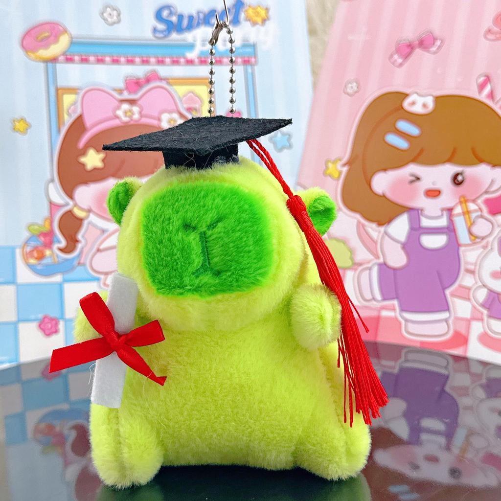 Xiaohongshu Capybara Plush Keychain & Graduation Cap Doll Pendant