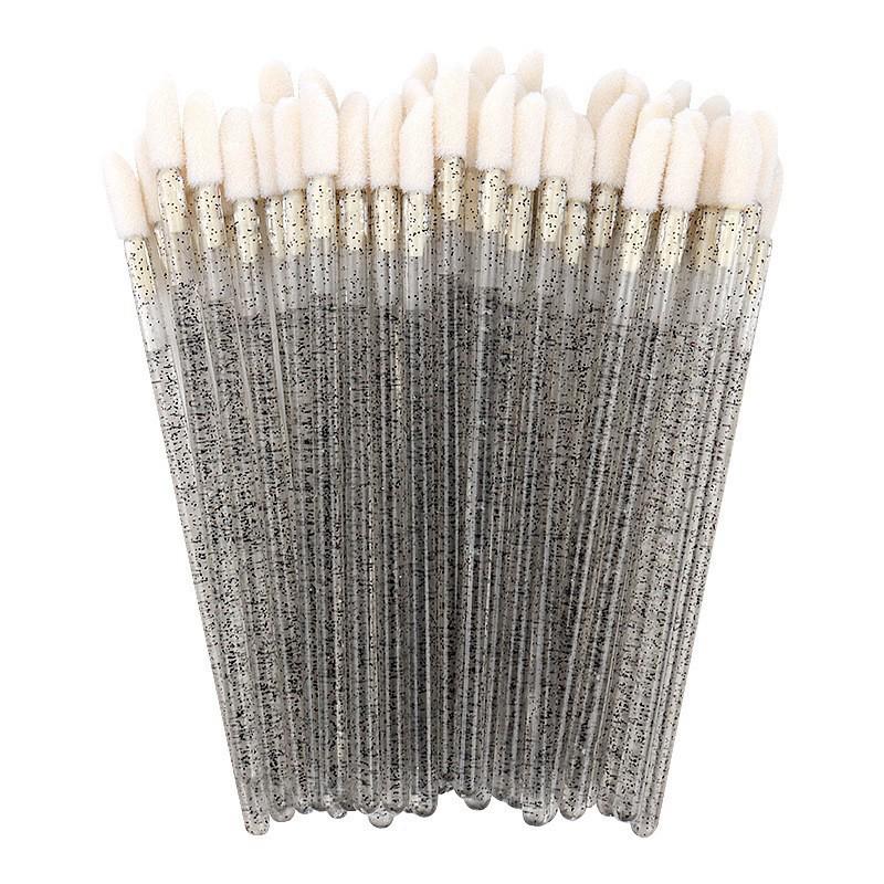 50-Pack Disposable Lip Brushes - Portable Solid Lipstick, Lip Gloss, and Makeup Cleaning Swabs