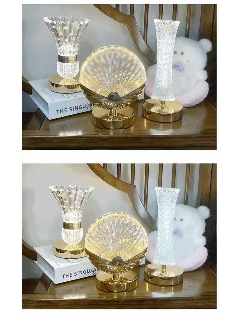 Nordic Crystal Table Lamp: Elegant Indoor Night Light for Bedroom Ambiance.
