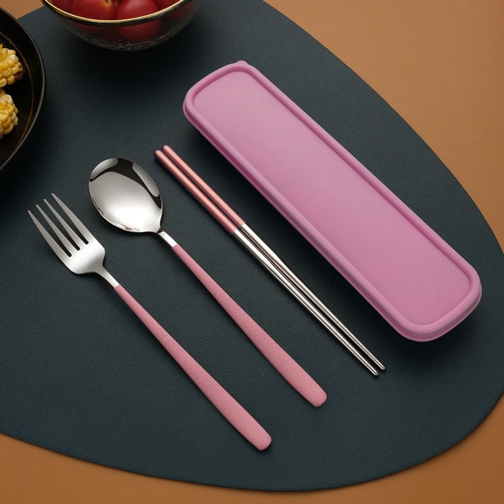 Stainless Steel Forks and Spoon Chopsticks Set 3 In 1 Travel Cutlery Set  Coffee Stirring Spoon