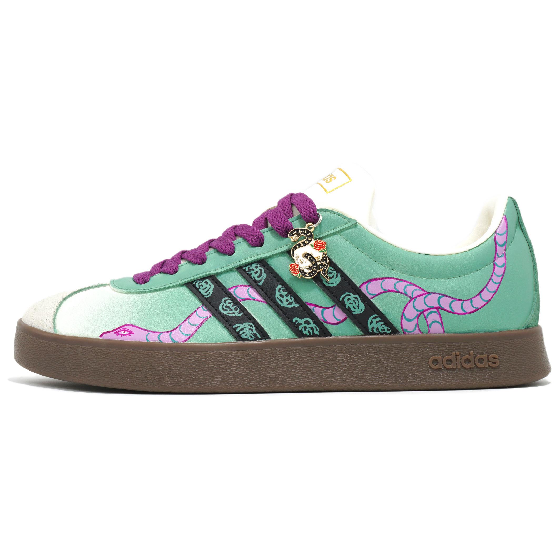

Adidas VL COURT 2.0 Cushioning, Wear Resistant Low top Skateboard Shoes Unisex Green Purple JI0497(Team628-) 36