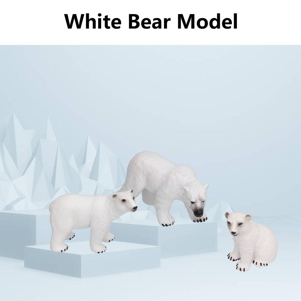 Lifelike White Bear Model Educational Ocean Animal Figures Model White Bear Decoration6pcs