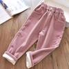 Kids Warm Pants Boy Girls Autumn Winter Thick Outer Wear Sports Trousers Children Clothes Casual High Waist