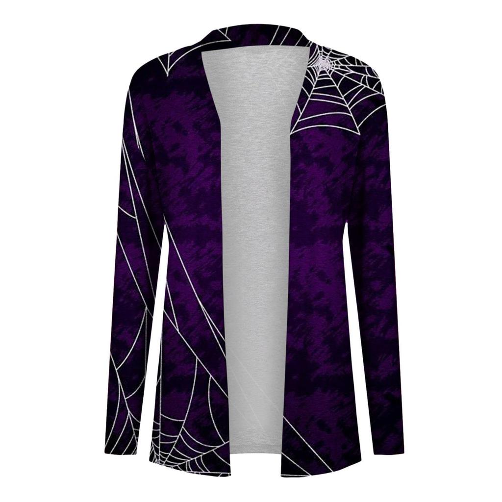 Chaqueta tipo cárdigan de manga larga con estampado de Halloween informal a la moda para mujer