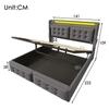 Lit double 140x200 - MUVOE - Tête de lit LED - Chargeur USB - Coton gris - Design contemporain