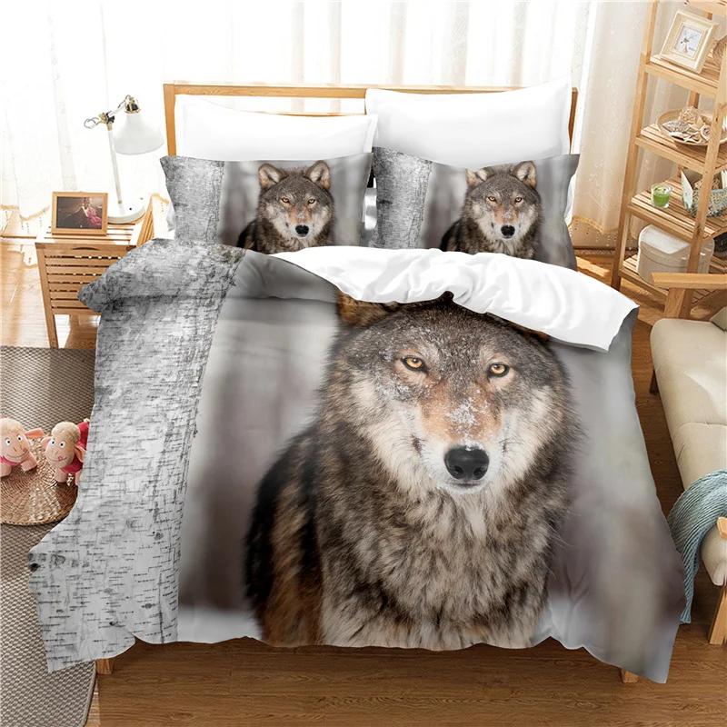 3D Print Wolf Dekbedovertrek 200x200 Duvet Cover Set Home Bedding Sets European American Style Animals Bed Linens Cover Twin