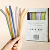 10 Pcs Reble Glass Drinking Straws, Colorful and Durable Glass Straws for Beverages, Smoothies, Iced Coffee, Matcha, Juice, Set of 10-5 Straight, 5