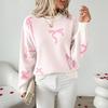 European & American 2025 Autumn/Winter Women's Knit Bow Jacquard Pullover Sweater, Sweet Christmas Style