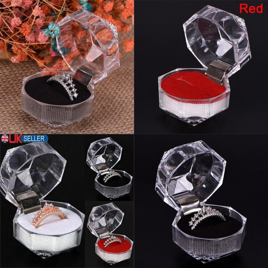 Durable Acrylic Small Octagonal Transparent Crystal Ring Box Jewelry Storage Box For Rings Earrings And Accessories