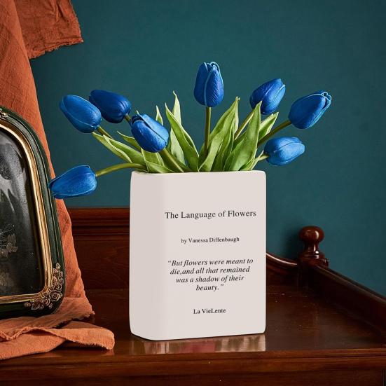 Book Vase The Language of Flowers Plants Vase Aesthetic Living Room Bedroom Home Office Decoration Book Lovers Gifts
