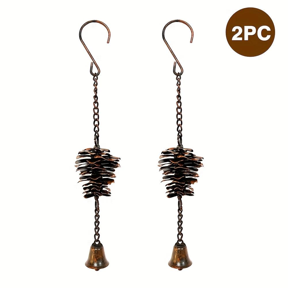 2Pcs Pine Cone Hanging Decorations With Bells, Iron Art Pine Cone Wind Chime Decorations Iron Art Pine Cone Pendants Decorative Hanging Ornaments For 2Pcs