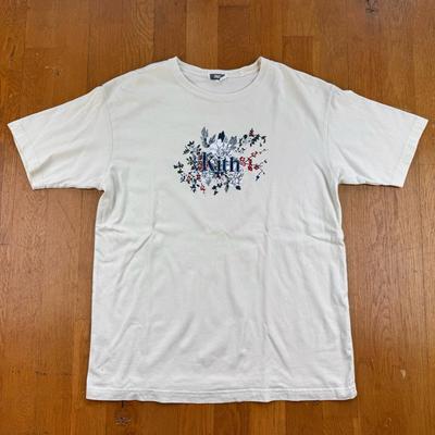 Kith New York Beige Besticktes Blumen T-Shirt Größe Medium