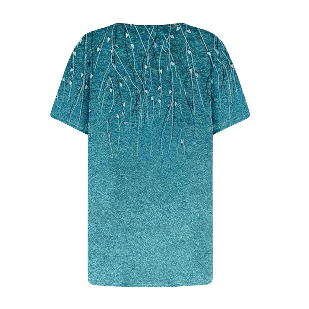 Summer Tops For Women Print For Women O-Collar Short Sleeve Comfy Womens Tops Tshirtss
