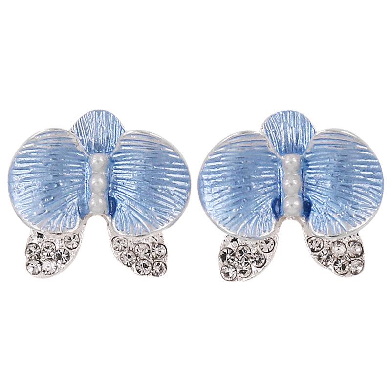 Butterfly Flower Rhinestone Enamel Pearl Earrings - 2025 Women's Light Luxury Stud Accessories