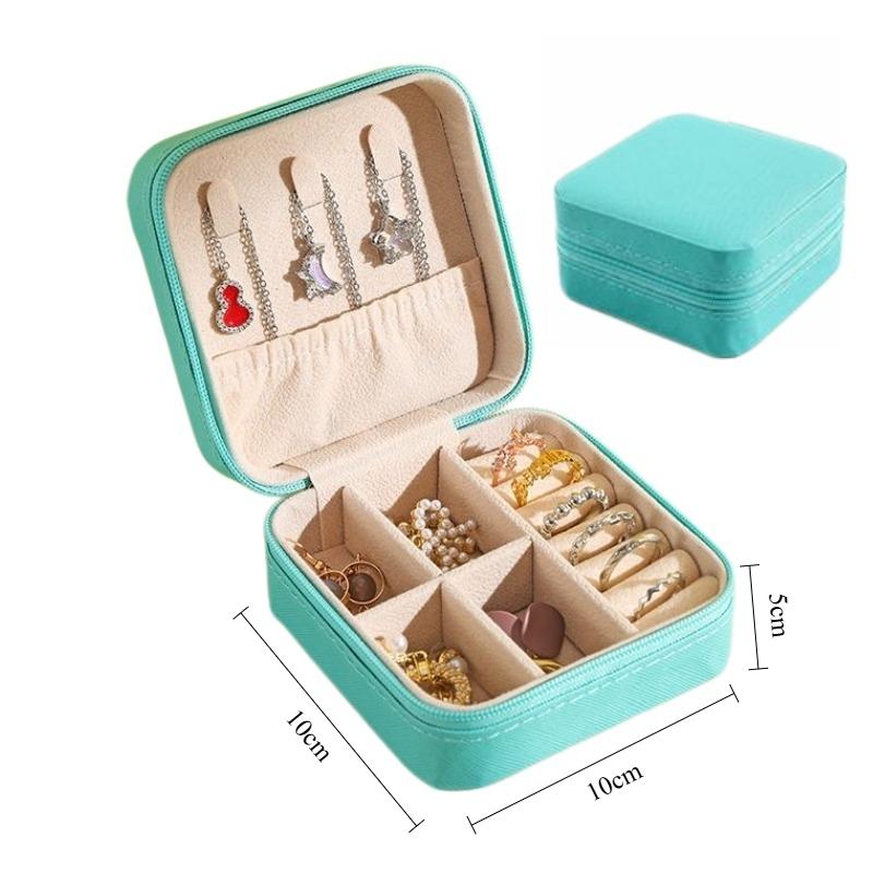 Portable Small Jewelry Box Pu Leather Small Jewelry Organizer Women Girls Travel Case Earrings Rings Necklaces Bracelets Storage