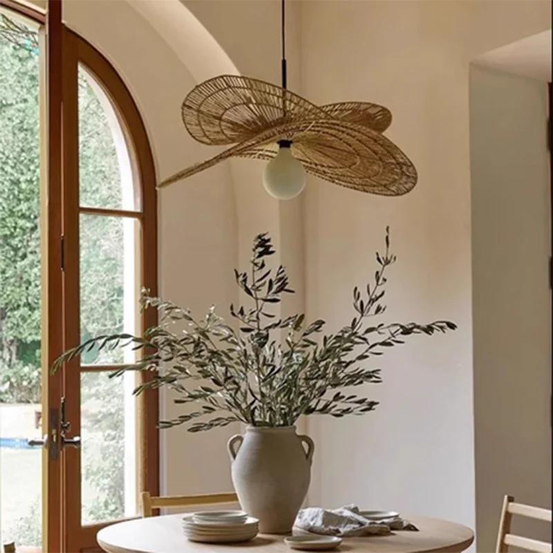Led Vine Art Pendant Lights Rattan Hand-woven Lamp Restaurant Home Decor Bedroom Living Room Creative Dining Room Chandeliers