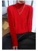 Women's Mink Cashmere Sweater, Semi-High Neck, Thick Loose Knit Pullover