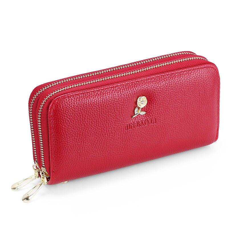 Korean Style Large Capacity Double Zipper Ladies Long Clutch Wallet and Coin Purse