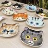 2PC Mini Serving Dishes Adorable Snack Plates Perfect Housewarming Gift Ceramic Cartoon Cat Head Kitchen Spoon Holder Cute