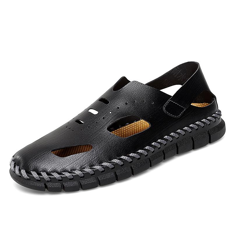 Luxury Handmade Summer Shoes Brand Designer Casual Sandals Classic Slip On Outdoor Men Sandals Leather Comfy Walking Sneakers
