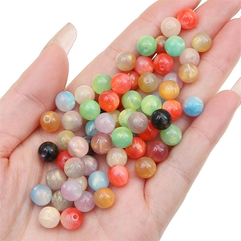Perles en Résine 8mm/10mm/12mm Ciel Étoilé Coloré Perles Espacement Rondes Libres Pour Collier Bracelet Boucle d'Oreille Porte-clés Fabrication de Bijoux DIY Accessoires