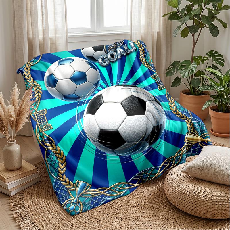 Soccer Fire Impact Theme blanket Lightweight Warm Flannel Blanket Decorative Throw Blanket for Home Decoration