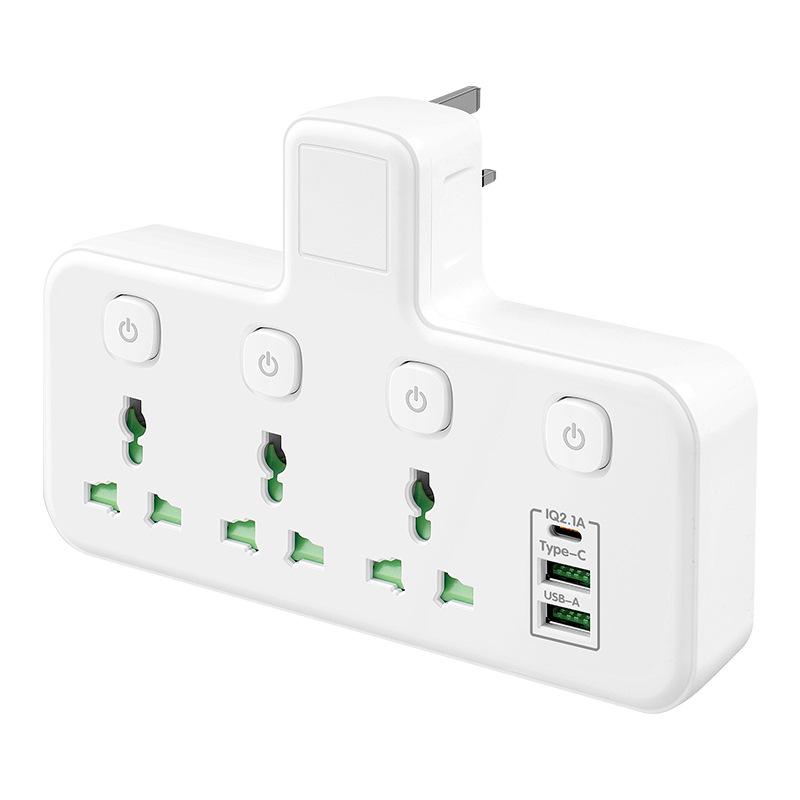 "Multifunctional USB Power Socket: UK, EU, US Standards, 220V"
