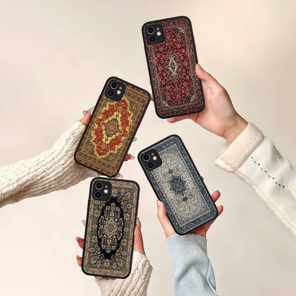 Persian Carpet Floral Art Phone Case For IPhone 15 14 13 12 11 Pro Max X XS MAX Plus Matte Soft Back Cover