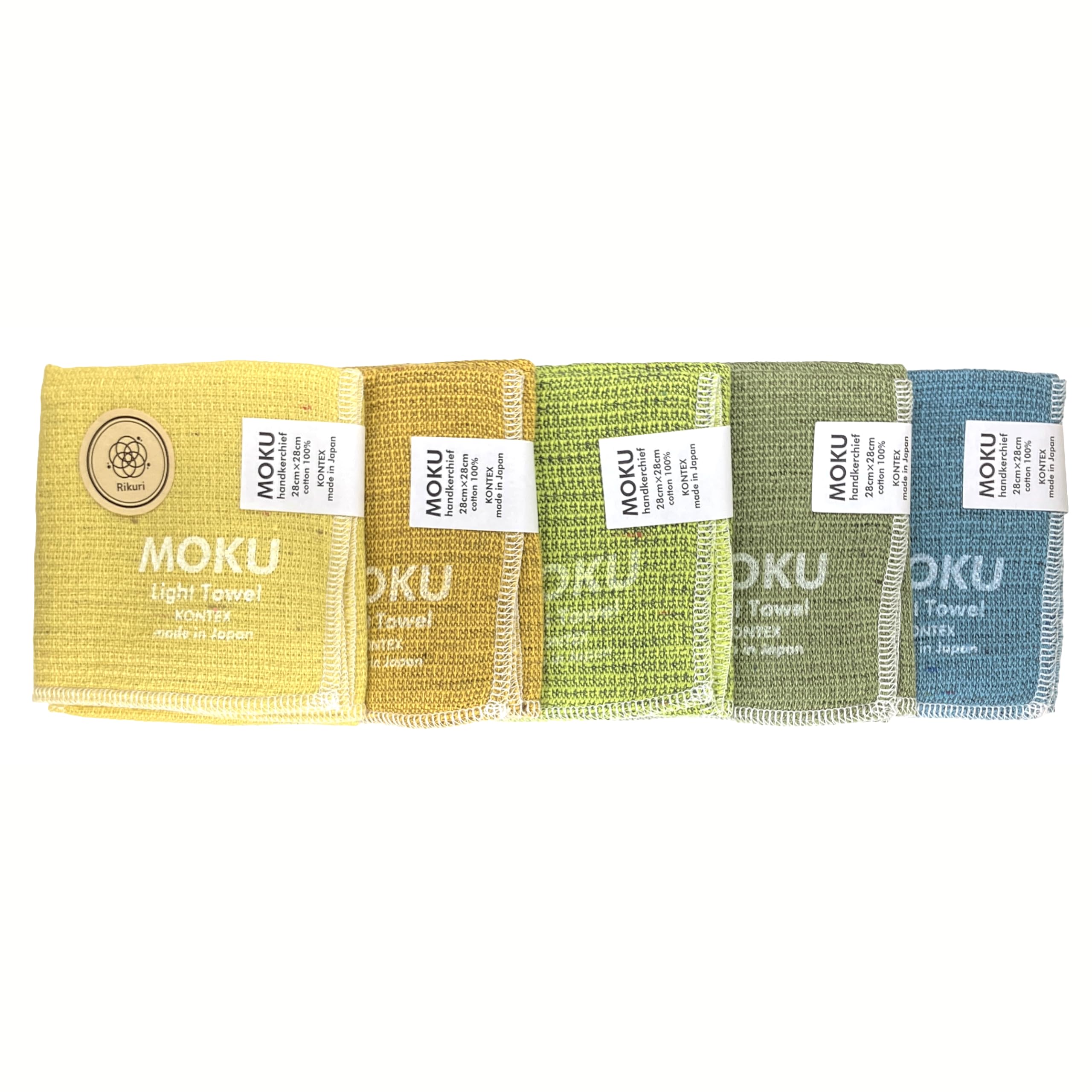 

Rikuri MOKU Handkerchiefs, 5-Piece Set, Gradient, Thin, Quick-Drying, Perfect as a Gift, Present, or Souvenir (Forest)