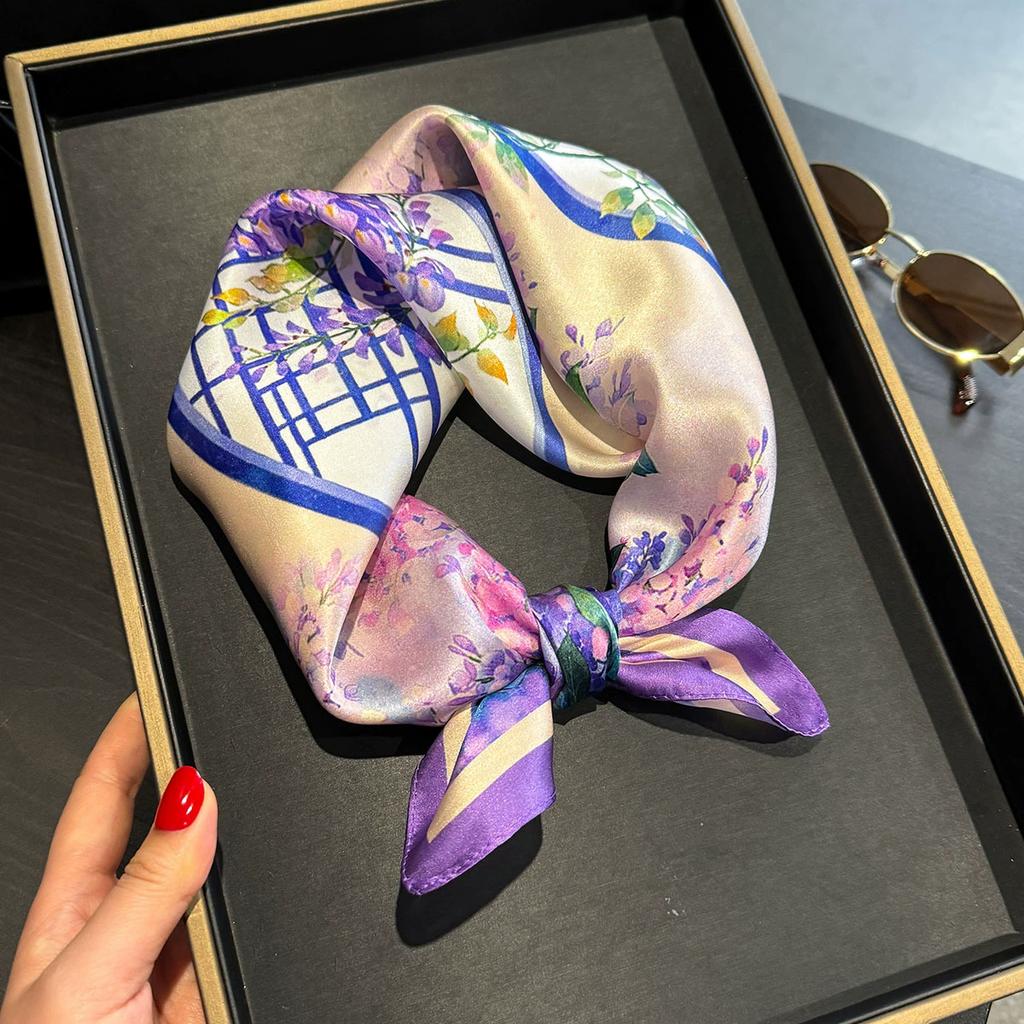 New 100% Natural Real Silk Scarf Women Bandana Square Scarves Wrap Kerchief Mulberry Fashion Luxury High Quality Hijab Sjaal