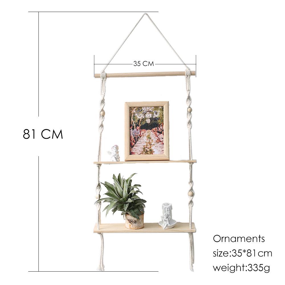 Cross-Border Cotton Rope Tapestry Wall Hanging with Shelf for Green Plants