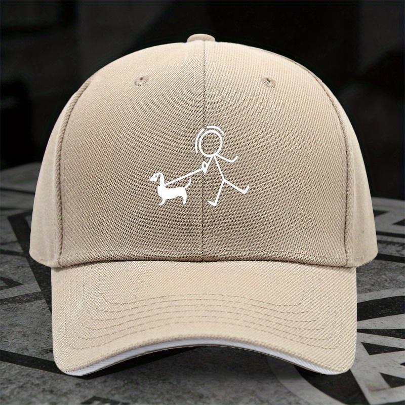 Dog Walking Stick Figure Dachshund Baseball Cap Polyester Adjustable Casual Summer Streetwear Unisex Cap