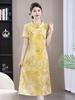 2026 Summer Elegant Chinese Qipao: Stylish Short-Sleeved Dress for Middle-Aged & Elderly Women.