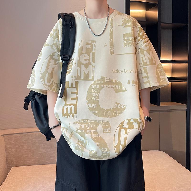 

Short-sleeved T-shirt Tops Half-sleeve Round Neck Half-sleeved T-shirt 2XL абрикосовый света
