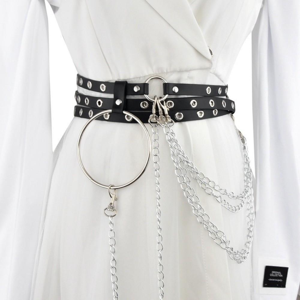 Multi-layer Women Waist Belt Extended Dress Waist Chain Harajuku PU Leather Belt  Dress Accessories