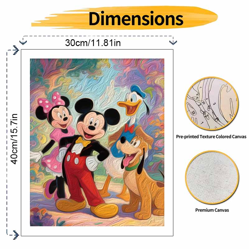Disney Mickey Minnie Donald Pluto Oil Painting Hand Painting Art Kit Coloring Painting Handmade Diy Home Decoration Gift