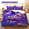 KDA Pattern Bedding Quilt Set Quilt Cover Pillowcase Home Decoration Gift (1 * duvet cover + 2 * pillowcase, without core)