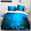 Underwater World King Queen Duvet Cover Cartoon Ocean Animal Bedding Set for Kids Fish Coral Sea Life Soft Polyester Quilt Cover