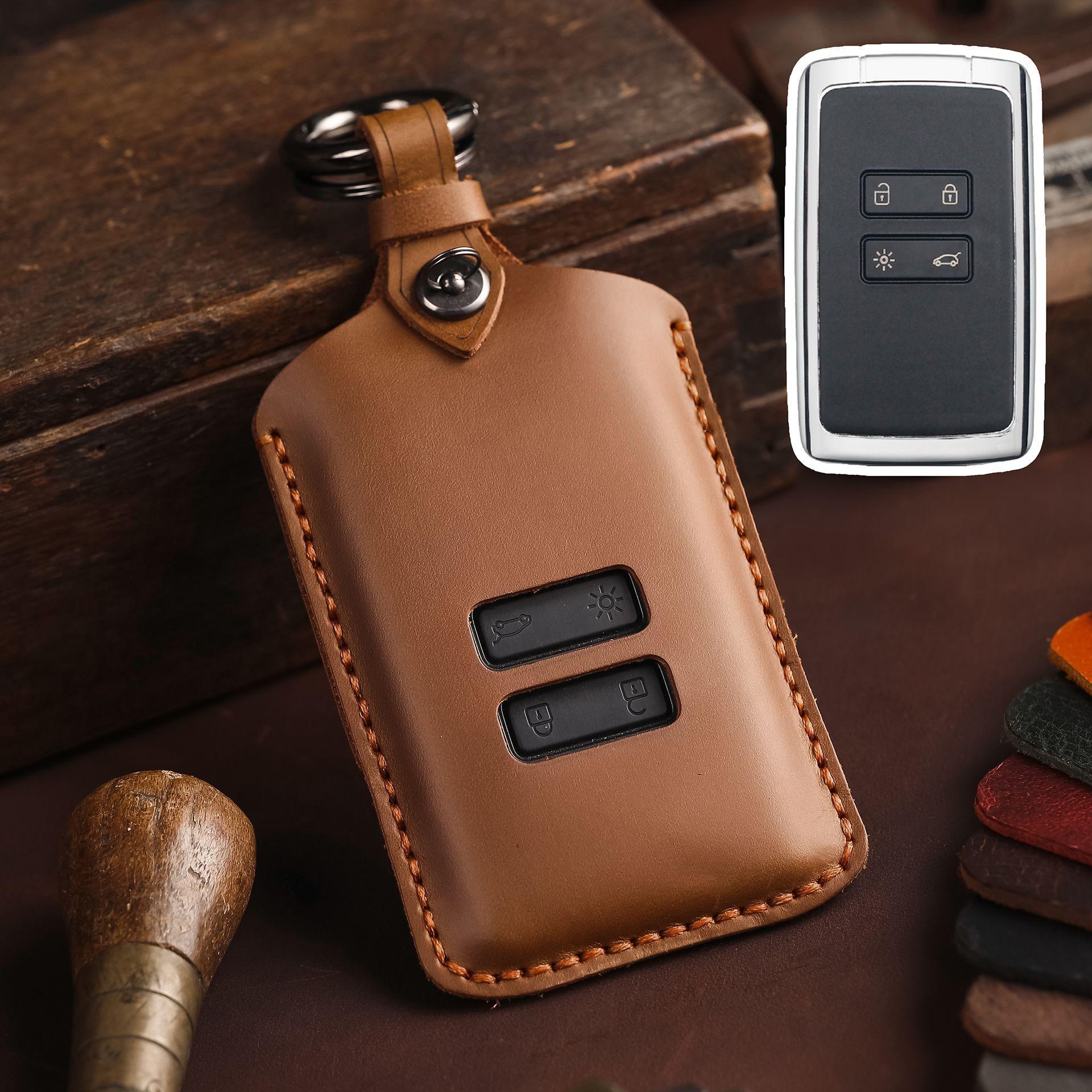 

Чехол для ключа автомобиля подходит для чехла для ключа Renault, чехол для ключа автомобиля Koole Shuanglong из чистой кожи ручной работы может быть