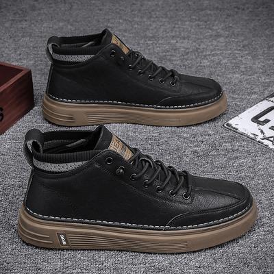 New Spring and Autumn Men's Shoes High-top Board Shoes Casual Leather Shoes Martin Boots Versatile Shoes