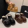 Low-top velvet warm ins Birkenstocks 22 winter new round head lace-up snow boots short boots.