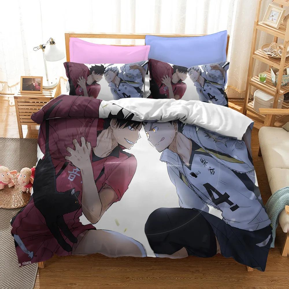 Haikyuu-Bettwäsche-Sets, Anime-Bettbezug, Volleyball, Anime, Bettbezug, Kissenbezug, Einzelbett, Doppelbett, Vollbezug für Kinder und Jugendliche, Shoyo Hinata
