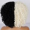 MERISIHAIR Kurzes Haar Farbverlauf Schwarz und Weiß Lockiges Haar mit Pony Afro Synthetische Faser Farbverlauf Perücke für Schwarze Frauen