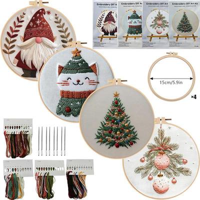 1set Christmas Embroidery Kit, Perfect for Beginners, a Festive Christmas Embroidery Kit, DIY Embroidery Craft Material Kit,
