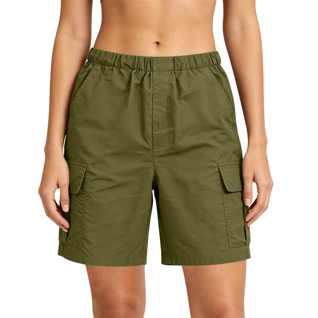 Women’s Loose Fit Outdoor Cargo Shorts with Multiple Pockets Relaxed Mid-Length Utility Shorts for Summer Sports Hiking