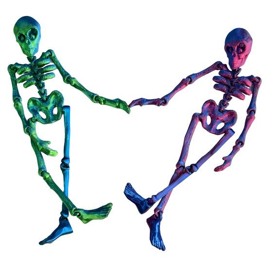 5Pcs 3D Printed Skeleton Refrigerator Magnet Poseable Skeleton Figurine with Movable Joints Halloween Gothic Skeleton Fridge Magnetic Decoration