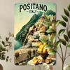 Vintage Positano Italy Metal Wall Art Sign    Retro Lemon  Cliffside Scene Durable Iron Decor for Home Cafe Bar Garden  G